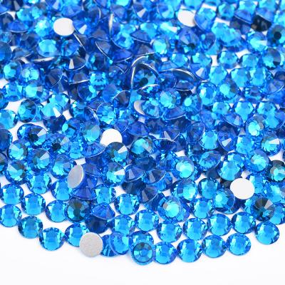 China Wholesale SS6 SS12 SS16 SS20 Fix Flatback Glass Non-Hot Flatback Crystal Stones Capri Blue Color Rhinestones For DIY Crafts for sale