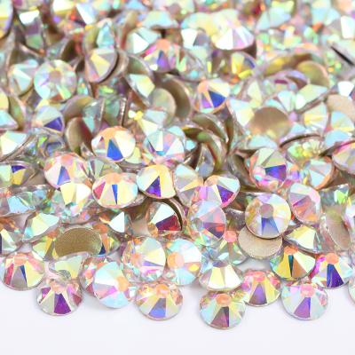 China Flatback Cut 16 High Quality Facets ss6 ss12 ss16 ss20 ss30 Non Hot Fix Strass Nail Stones Flatback Glass Crystal AB Rhinestone for sale