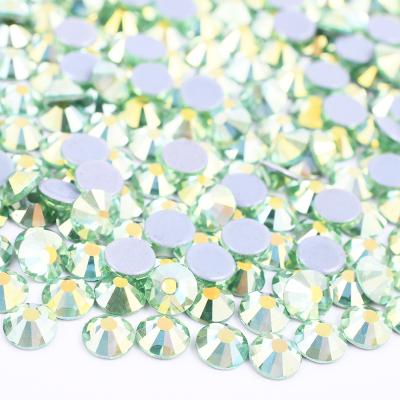 China Wholesale SS3-SS30 Flatback Glitter Light Emerald AB Strass Glass Stones Hotfix Rhinestones Applique For DIY Clothes for sale