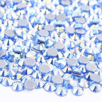 China Flatback SS6 10 12 16 20 30 Flatback ab light sapphire around Crystal Stone Glass Hotfix Rhinestone for DIY clothes for sale