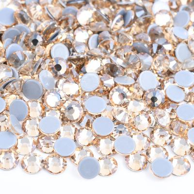 China Fashion SS3-SS30 Glitter Gold Ombre Color Glass Round Strass Flatback Appliques Hotfix Crystal Rhinestone For Dance Dress for sale