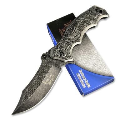 China New 3D Embossed Handle Non-variable Survival Hunting Pocket Knife Bushcraft EDC Tactical Folding Knives for sale