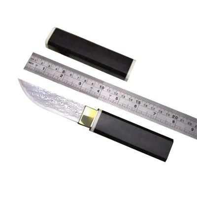 China Damascus Blade Japanese Tactical Fixed Blade Knife Tanto Tanto Knife Ebony Wood Outdoor Camping Knife for sale