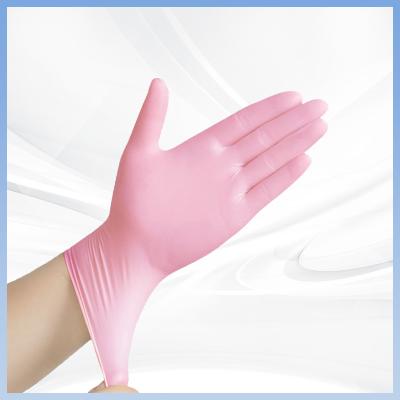 China Ergonomische Oilproof-Nahrungsmittelgrad-Wegwerfhandschuhe Handschuhe PVCs rosa zu verkaufen