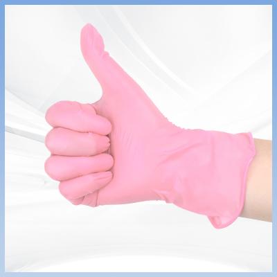 Chine Des gants de nitrile synthétique à usage unique doux et rose longueur 9 pouces à vendre