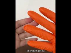 Small Orange 8 Mil Nitrile Disposable Gloves Diamond Grip 100pcs/ Box