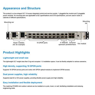 China MA5801-CG16-H1-16 Combo ONU PON Port/AC Dispositivo de fibra óptica de telecomunicaciones para conexión FTTH en venta