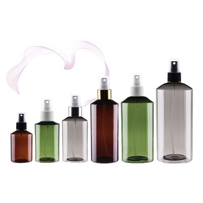 China Skin Care Cream PET Plastic Tea Spray Green /Amber/Semi-black Color Spray Bottle 50ml 100ml 150ml 200ml 300ml 500ml With Sprayer for sale