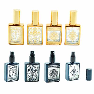 China 15ml Cosmetic Bottles Spray Glass Bottle / Gold / Black For Cosmetics Water for sale