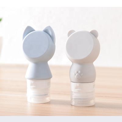 China Travel/Camping/Business Trip/Daily Wash Wholesale TSA Approved Leak Proof Bear Cat Shape Squeezable 60ml Silicone Travel Refillable Bottle for sale