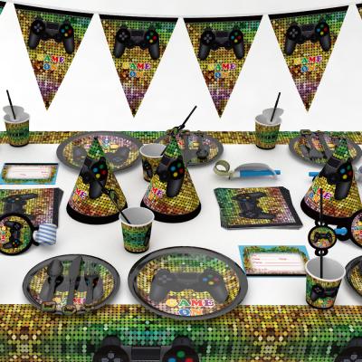 China Wholesale Traditional Game Theme Party Supplies Decorative Cartoon Birthday Tableware Paper Set for sale