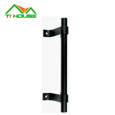 China 10 Inch Solid Steel Black Barn Door Handle Casting Iron Industrial Style Door Pull Easy Installation For Sliding Barn Doors for sale