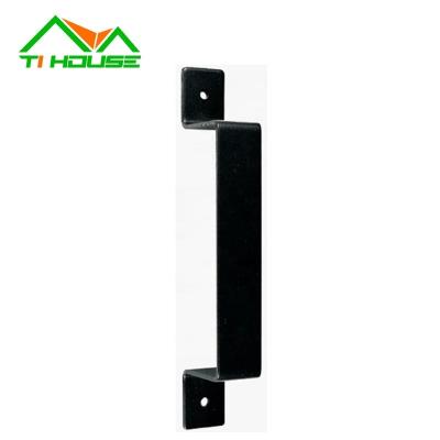 China Easy Installation Front Steel Matt Black Powder Iron Coating Material Sliding Barn Door Handle For Industrial Interior Door for sale