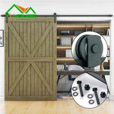 China Easy installation modern interior royal black steel sliding barn door track and hardware kit for sale for sliding door system for sale