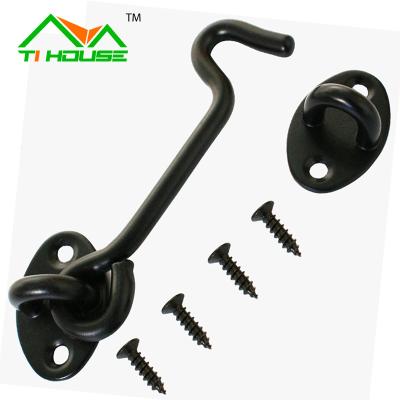 China Rustic Barn Door Latch Heavy Duty Solid Thicken Carbon Steel Door Latch Lock Cabin Hooks and Eye Latch for sale