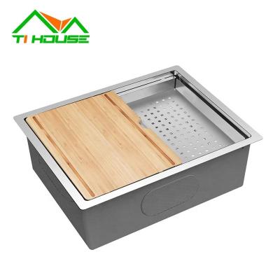 China Without Bowl Multifunctional Single Corner Faucet Workstation Stainless Steel Topmount Handmade Drain Panel for sale