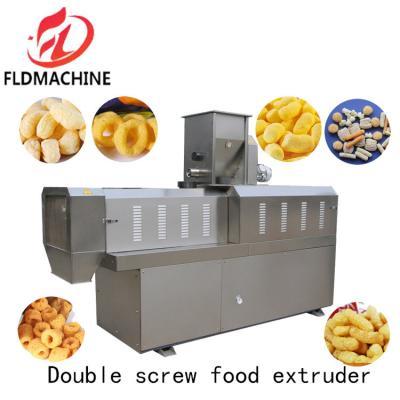 China Rice Puff Corn Snack Food Extruder Corn Tortilla Chips Multifunction Twin Screw Extruder Making Machine for sale