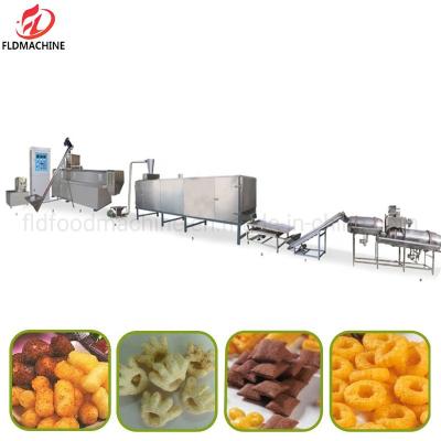 China Puffed Corn Chips Snacks Food Making Machine Extruder Twin Screw Puffed Snacks Processing Line for sale