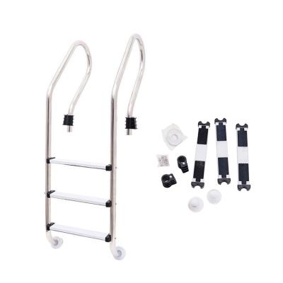 China Convenient and Easy Install Pool Ladder in Ground Pools Heavy Duty Stainless Steel 3-Step Pool Step Ladder with Easy Mount Legs for sale