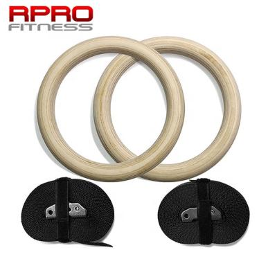 China Gym/Fitness/Cross Fitted Customs Fitness Wood Gym Wooden Rings Training Nylon Straps Gymnastic Rings for sale