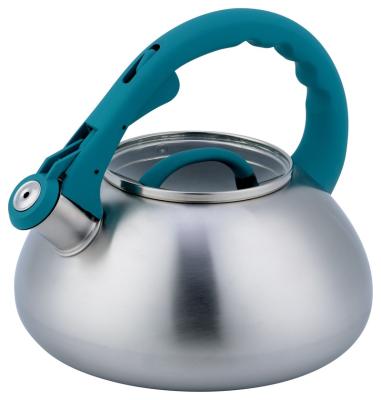 China Durable Stainless Steel Whistling Kettle 2.5L 3L 3.5L Double Bottom Mirror Polish Gouache Handle for sale