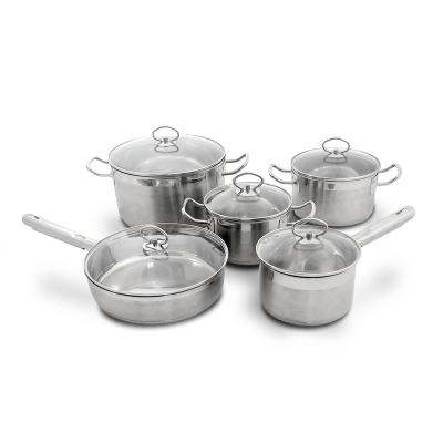 China Factory Supplies Sustainable Casserole Set 304/201 Stainless Steel Non-Stick Cookware Set for sale