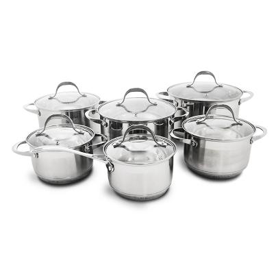 China Sustainable Stainless Steel Pot Set 12PCS Mirror Polishing For Induction Cooker Stove for sale