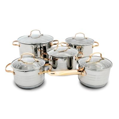 China Sustainable Hot Selling Stainless Steel Casserole Cookware Set With Tempered Glass Lid for sale