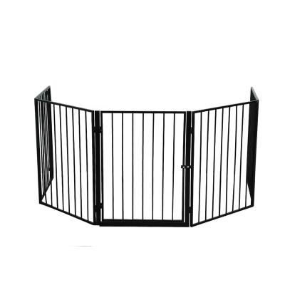 China Breathable Safe Iron Baby Playground Stair Playground Fence 5 Panels And Pet Playpen Barrier With Door Gate for sale