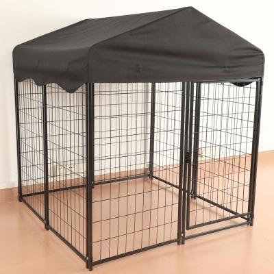 China Breathable Metal Dog Cage Kennel Run With Roof Cover Outdoor Large Crate House For Heavy Duty Dogs for sale