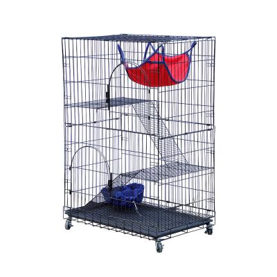 China Large Breathable Metal 3 Layer Pet Cage With Hammock Pet Cat Cage Small Indoor Mink Cage for sale