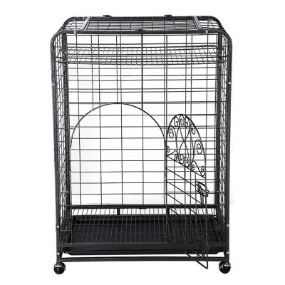 China Outdoor Indoor Breathable Foldable Metal Cat Nest Breeding Portable Dog Crate Kennel For Cats And Dogs With Tray And Wheel for sale