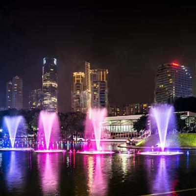 China Customized RGB Led Lights Stainless Steel Water Music Floating Dancing Fountain for sale