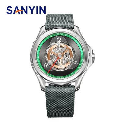 China Newest Designer Power Reserve SANYIN Factory Wandering Logo Automatic Mechanical Watches Wrist OEM Metal Self-Winding For Men for sale