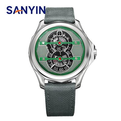 China Newest Power Reserve SANYIN 2022 Self-design High Quality Custom Automatic Mechanical Wrist Watches Jump Hour Stainless Steel For Men for sale