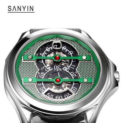 China Newest Power Reserve SANYIN 2022 Self-design High Quality Custom Automatic Mechanical Wrist Watches Jump Hour Stainless Steel For Men for sale