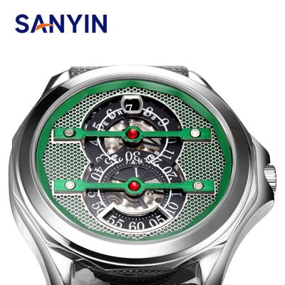 China Newest Power Reserve SANYIN 2022 Self-design Custom High Quality Automatic Mechanical Wrist Watches Jump Hour Stainless Steel For Men for sale