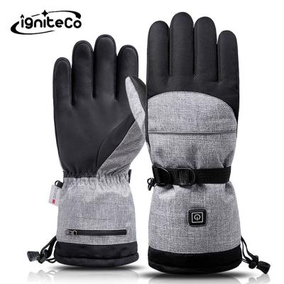 China Polyester Outdoor Sports Heating Riding Warm Waterproof Ski Gloves Winter Motorcycle Electric Heating Gloves for sale