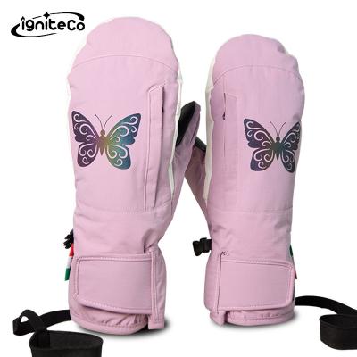 China Outdoor Polyester Fleece Warm Windproof Non-slip Zipper Boys And Girls Ski Gloves for sale