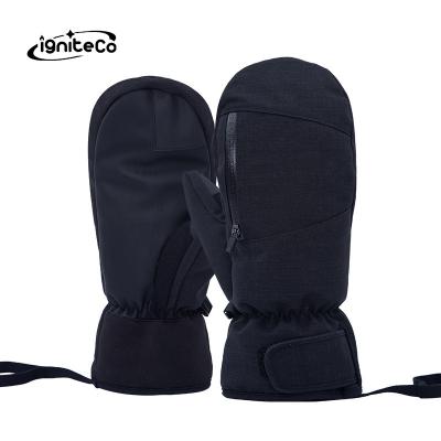 China Polyester Waterproof Touch Screen Inner Five-finger Heating Synchronized Finger Snowboard Gloves for sale