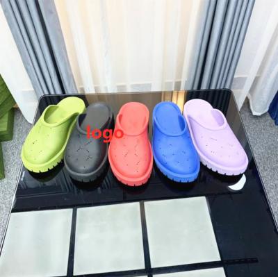 China 2022 Fashion Trend Brand Name Platform Slippers Good Quality Slides Letter Luxury Designer Women Wedge Sandals for sale