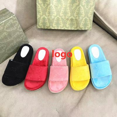 China Solid color candy home fashion trend high version thick bottom plush slippers rose 2022 new designer casual slippers for sale