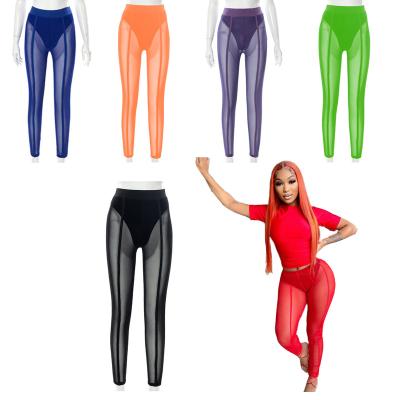 China Anti-pilling see tights mesh stretch jumpsuit women outfit 2022 skinny see through leggings pants for sale