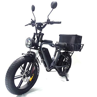 China Aluminum Alloy Fashion Family Cargo Bikes Price 20*4.0 Two Wheel 750W 48V 20Ah Electric Cargo Bike for sale