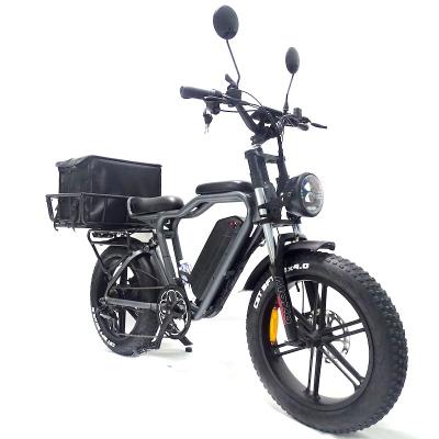 China Aluminum Alloy Fashion Family Cargo Bikes Price 20*4.0 Two Wheel 750W 48V 20Ah Electric Cargo Bike for sale