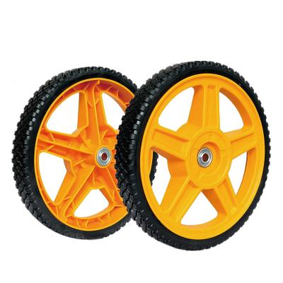 China Plastic Machinery Wheel 12 Inch PVC Wheel For Lawn Mower, Lawn Spreader, Trolley Cart for sale