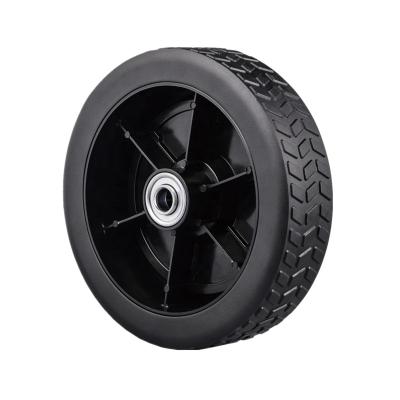 China 7 inch flat free plastic wheel for lawn mower, barbecue grill wheel, barbecue cart wheel for sale