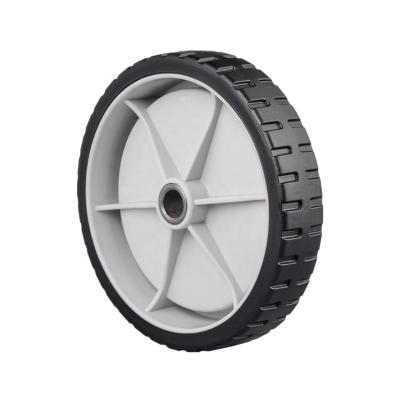 China 7 inch flat free plastic wheel for lawn mower, barbecue cart wheel, power tiller wheel for sale