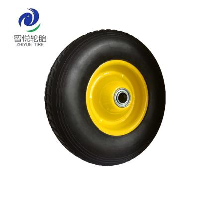 China Machinery 10 inch semi-pneumatic rubber wheel with bearing for wheelbarrow, garden trailer, cart for sale