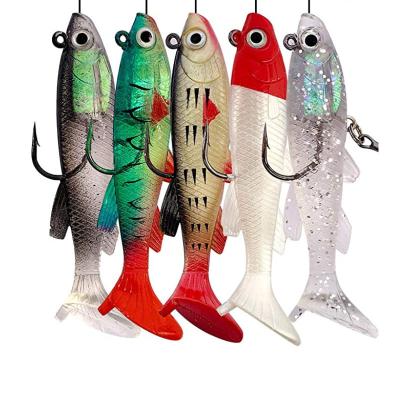 China ABS Plastic Free Sample Silicone 9cm Artificial 3d 14g 5 Colors Eyes Lead Metal Slow Pitch Builds Soft Fishing Lures for sale